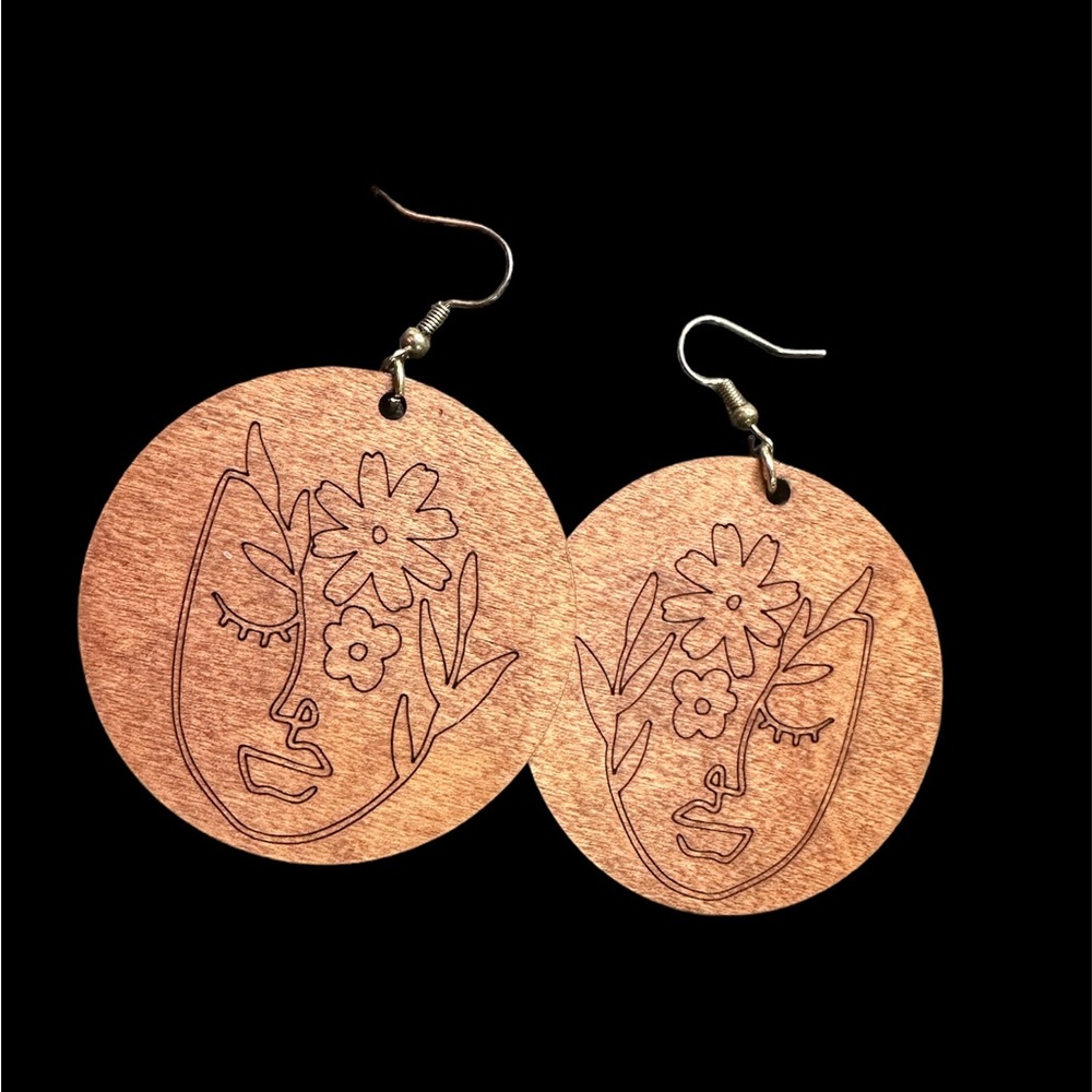 Grow through what you go through wooden round earrings